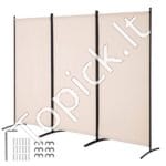 Sulankstoma 3 panelių kambario pertvara, smėlio spalvos - 202 × 184 cm (3 x 61 cm)