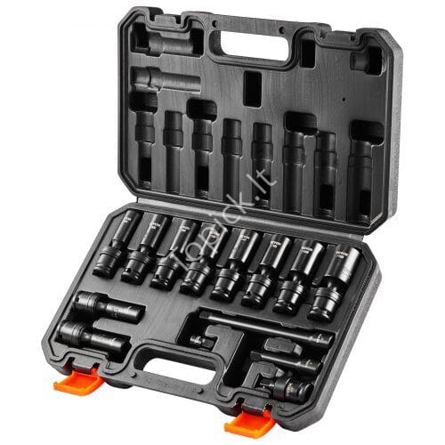 us2FCJTTZJ1CRMO10JEDIV02Fgoods_img-v12Fimpact-socket-set-m100-1.2.jpg 14 dalių šarnyrinių smūginių galvučių rinkinys, 3/8 colio pajungimas, 360° pasukamas - Image 1