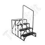 4 pakopų laiptai su turėklu kemperiui ar priekabai – Sustiprinta konstrukcija, iki 200 kg apkrova, neslystančios pakopos