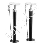 2 vnt. išvažiuojamų RV platformų atraminės ritininės kojos – Reguliuojamas aukštis 50–123 cm, stabilizavimo rinkinys kemperiams ir priekaboms