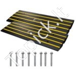 Slenkstinė pervažiavimo rampa, 2 vnt., 71,5 × 68 cm, iki 15 tonų apkrovos, neslystanti guma