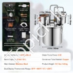 Įvairių stipriųjų gėrimų ir vandens distiliatorius - 30 L su dvigubu kondensatoriumi - Image 8