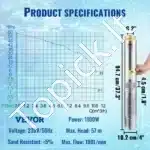 1100 W giluminė panardinamoji siurbimo pompa – 190 l/min, 57 m pakėlimo aukštis - Image 3