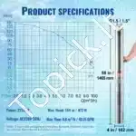 2200 W giluminė panardinamoji siurblio sistema – 9,8 m³/h srautas ir 144 m pakėlimo aukštis, su išorine valdymo dėžute - Image 3