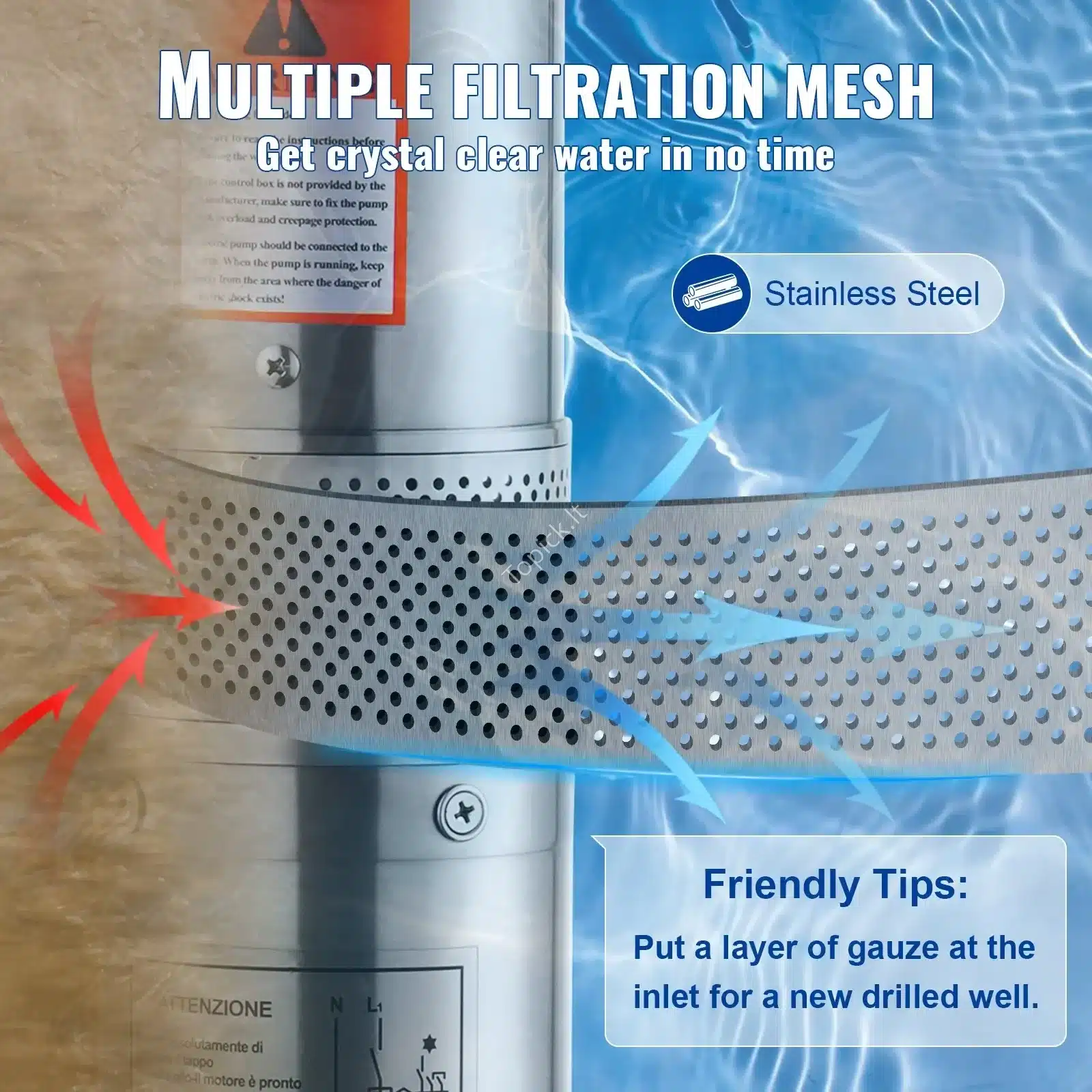 2200 W nerūdijančio plieno giluminė panardinamoji siurbimo pompa – 9,8 m³h (~163 lmin) srautas ir pakėlimo aukštis iki 144 m (7) 2200 W nerūdijančio plieno giluminė panardinamoji siurbimo pompa – 9,8 m³/h (~163 l/min) srautas ir pakėlimo aukštis iki 144 m - Image 4