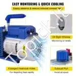 3 CFM Vakuuminis Siurblys su 12 L Nerūdijančio Plieno Vakuumine Kamera – 85 l/min, 1/4 AG - Image 5