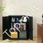 3 aukštų rakinama metalo spinta su magnetinėmis durimis ir ratukais – 90 × 45 × 106 cm, iki 90 kg vienai lentynai - Image 2