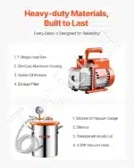 3,5 CFM Vakuuminis Siurblys 11,36 L – 260 ml alyvos talpa, vienpakopis, 5 Pa galutinis vakuumas - Image 4