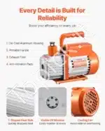 3,5 CFM Vakuuminis Siurblys su Manometru – 1 Pakopa, 260 W, 5 Pa galutinis vakuumas, R22, R134a, R410a Suderinamumas - Image 6