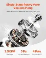 3,5 CFM Vakuuminis Siurblys su Manometru – 1 Pakopa, 260 W, 5 Pa galutinis vakuumas, R22, R134a, R410a Suderinamumas - Image 8