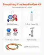 3,5 CFM Vakuuminis Siurblys su Manometru – 1 Pakopa, 260 W, 5 Pa galutinis vakuumas, R22, R134a, R410a Suderinamumas - Image 9