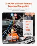 3,5 CFM Vakuuminis Siurblys su Manometru – 1 Pakopa, 260 W, 5 Pa galutinis vakuumas, R22, R134a, R410a Suderinamumas - Image 10