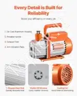 3,5 CFM (apie 99 l/min) Vienpakopė Vakuuminė Pompa su Manometru - Image 4