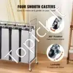 4 VNT Komercinis Skalbinių Rūšiuotuvas su Ratukais | Iki 20 kg Apkrova - Image 4