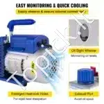 4.8 CFM (136 l/min) Vakuuminė pompa su slėgio manometru, 5 Pa vakuumu ir 0–800 psi manometru - Image 4