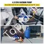 4.8 CFM (136 l/min) Vakuuminė pompa su slėgio manometru, 5 Pa vakuumu ir 0–800 psi manometru - Image 8