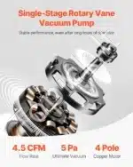 4,5 CFM Vakuuminis Siurblys su Manometru – 150 W, 5 Pa galutinis vakuumas, R22, R134a, R410a Suderinamumas - Image 6