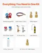 4,5 CFM Vakuuminis Siurblys su Manometru – 150 W, 5 Pa galutinis vakuumas, R22, R134a, R410a Suderinamumas - Image 7