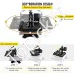 5-in-1 Karšto Spaudimo Presas – 1000 W, 29 × 38 cm, Juodas - Image 4