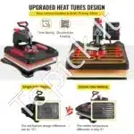 5-in-1 Karšto Spaudimo Presas – 1200 W, 38 × 38 cm, Raudonas - Image 6