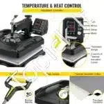 5-in-1 Karšto Spaudimo Presas – 1200 W, 38 × 38 cm, Raudonas - Image 6