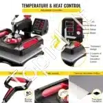 5-in-1 Karšto Spaudimo Presas – 1200 W, 38 × 38 cm, Raudonas - Image 6