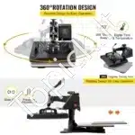 5-in-1 karštos spaudos presas 38 × 30 cm su skaitmeniniu valdymu - Image 5