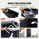 5‑lentynų rakinama metalo spinta su magnetinėmis durimis ir ratukais – 90 × 40 × 190 cm, iki 90 kg apkrova lentynai, juoda - Image 4