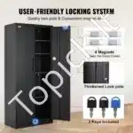 5‑lentynų rakinama metalo spinta su magnetinėmis durimis ir ratukais – 90 × 40 × 190 cm, iki 90 kg apkrova lentynai, juoda - Image 6