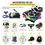 8-in-1 Karšto Spaudimo Presas – 1000 W, 29 × 38 cm, Raudonas - Image 3