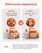 9 CFM (255 l/min) Dviejų Pakopų Vakuuminis Siurblys – 750 W, 0,2 Pa galutinis vakuumas, R22, R134a, R410a suderinamumas - Image 6