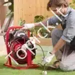 Automatinė vamzdžių valymo mašina 220V | 15 m x 9,5 mm spiralinė viela | Kompaktiškas kanalizacijos valiklis su automatine vielos įvorka - Image 2