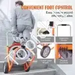 Automatinė vamzdžių valymo mašina su spirale | 23 m x 9,5 mm plieninis kabelis | Kanalizacijos valiklis su automatinės įvorkos sistema - Image 4