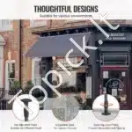 Balkoninė markizė su rankenė, 450×120 cm, pilka - Image 4