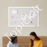 Balta Kamštinė Lenta su Lininiu Paviršiumi – 90 x 60 cm, Su MDF Rėmu, Biurui, Namams ir Mokyklai - Image 5