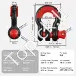 D formos šacklių rinkinys (2 vnt.) | 19 mm x 22 mm varžtinis kaištis | 28 500 kg atsparumas - Image 3