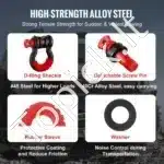 D formos šacklių rinkinys (2 vnt.) | 19 mm x 22 mm varžtinis kaištis | 28 500 kg atsparumas - Image 7