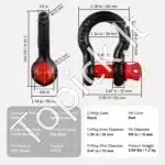 D formos šacklių rinkinys (4 vnt.) | 12,7 mm x 15,9 mm varžtinis kaištis | 8 000 kg atsparumas - Image 3