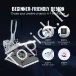 Daugiafunkcinis Karščio Presas 38x38 cm | Profesionalus Termo Presas Marškinėlių, Pagalvių, Keramikos Spaudai, baltas - Image 5