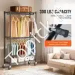 Dvigubas mobilus drabužių stovas su ratukais – 204 cm, reguliuojamas, tvirtas, metalinis - Image 7