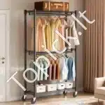 Dvigubas mobilus drabužių stovas su ratukais – 204 cm, reguliuojamas, tvirtas, metalinis - Image 2