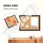 Dvipusė Kamštinė Skelbimų Lenta – 61 x 45.7 cm, Su MDF Rėmu, Skirta Biurui ir Namams - Image 2