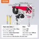 Elektrinė Gervė su Belaidžiu Pultu | Iki 250 kg Keliamoji Galia, 12 m Kėlimo Aukštis, 510W - Image 6
