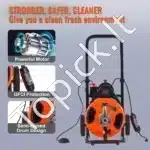 Elektrinė Vamzdžių Valymo Mašina – 15 m x 9.5 mm Plieninio Kabelio Spiralė, 1500 aps./min. Variklis, su 4 Antgaliais - Image 5