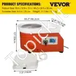 Elektrinė keramikos ratlankio staklė su 25 cm disku – 280 W galia, pėdos pedalas, reguliuojamas greitis - Image 3