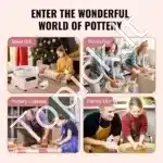 Elektrinis keramikos žiedimo ratas su lietimui jautriu ekranu (350 W, 28 cm, rožinis) - Image 5