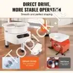 Elektrinis keramikos žiedimo ratas su pedaliniu valdymu (350 W, 25 cm, baltas) - Image 7