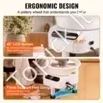 Elektrinis keramikos žiedimo ratas su pedaliniu valdymu (350 W, 25 cm, baltas) - Image 4