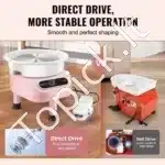 Elektrinis keramikos žiedimo ratas su pedaliniu valdymu (450 W, 28 cm, rožinis) - Image 7