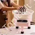 Elektrinis keramikos žiedimo ratas su pedaliniu valdymu (450 W, 28 cm, rožinis) - Image 2